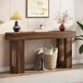Tribesigns 63-Inch Long Console Table, MDF Wood Grain Rectangular Sofa Table Behind The Couch, Farmhouse Entryway Table for Entrance, Hallway, Living Room (Rustic Brown)