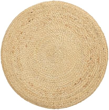 · REDEARTH · Jute Cotton Pouf Ottoman - Cylinder Foot Stool - Navy Natural