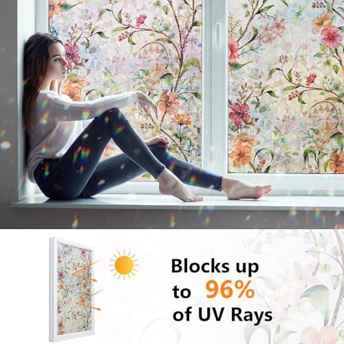Ranzdn Window Privacy Film, Stained Glass Static Cling, 23.6" x 157.4"