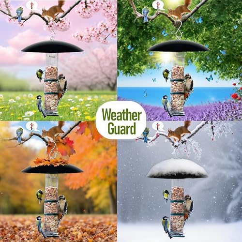 8-Inch Mini Hummingbird Feeder Rain Guard,Bird Feeder Dome Guard,Squirrel Baffle for Hanging Feeder in the Outdoors (Black), 4 Pack