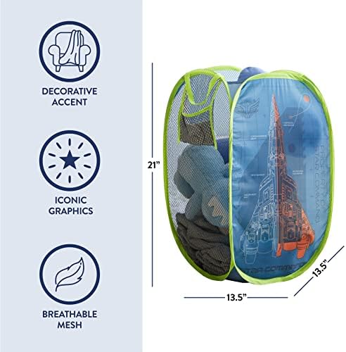 Idea Nuova Pixar Lightyear Pop Up Hamper with Durable Carry Handles, 21'' H x 13.5'' W X 13.5'' L
