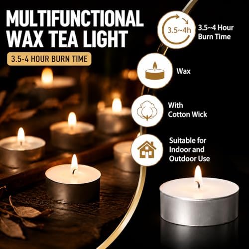 MAQIHAN White Tea Lights Candles - Unscented Tealights, Mini Votive Candles