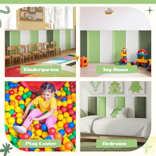 Hahafelt 8 Pack Wall Padding Headboard 19.69" x 7.87" x 1.18" Fresh Green