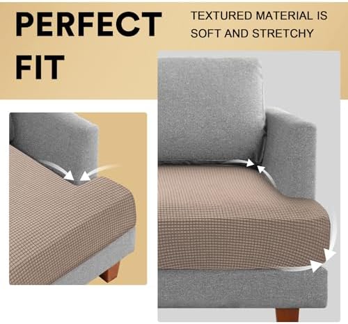 PrinceDeco Stretch T Cushion Loveseat Slipcovers,Washable,Pet-Friendly,Sand