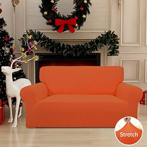 Easy-Going Stretch Loveseat Couch Covers Washable Orange