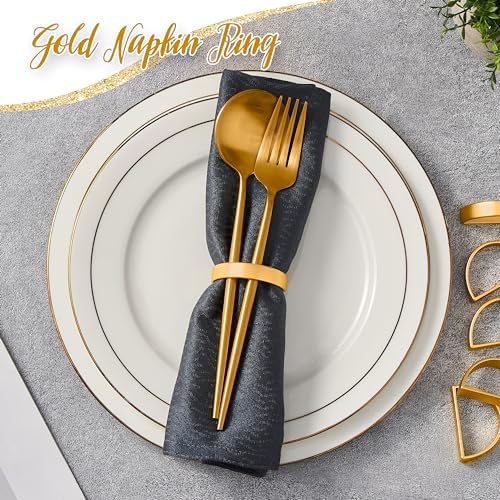 APTWOW Gold Napkin Rings Set of 200, Thanksgiving Christmas Table Decor