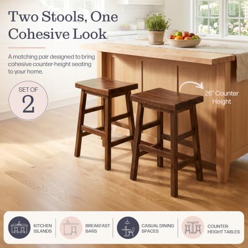 Alaterre Furniture Durango Counter Height Bar Stools Set of 2, Natural, 26”