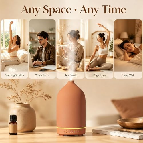 Gooamp 200ML Ceramic Essential Oil Diffuser for Home, Stone Diffuser