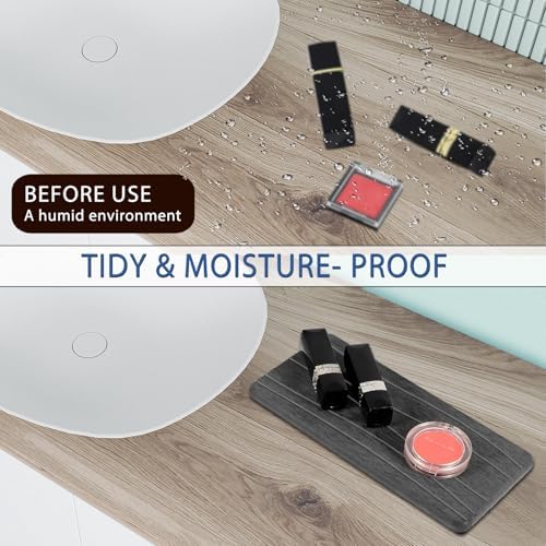 2PCS Water Absorbing Stone Tray, Fast Drying Stone Sink Tray, Water Absorbent Diatomite Trays, Stones Soap Trays, Diatomite Coasters for Kitchen Sink Bathroom Counter, Hand Soap Dish & Holders