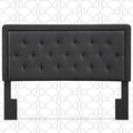 Elle Decor Amery Diamond Stitched Tufted Headboard, Soft Fabric Upholstered with Padded Button-Tufting, Adjustable Height, Queen Size, Charcoal Grey