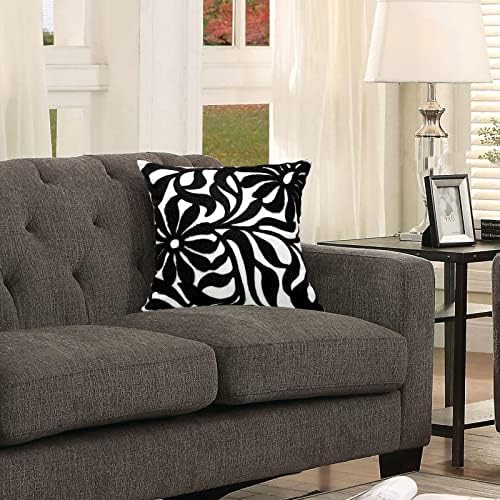 Alysheer Floral Embroidered Decorative Throw Pillow Cover 18"x18" 1pc,Black