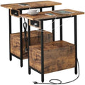 LIDYUK End Table with Charging Station, Narrow Side Table with Drawer
