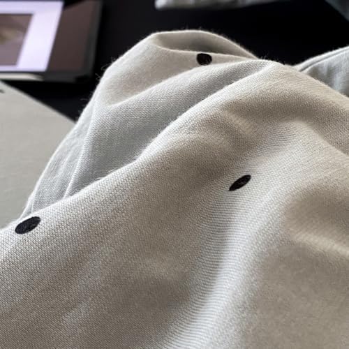 Polka Dot Duvet Cover Twin, 3 Piece 100% Cotton Jersey Knit Light Grey Comforter Cover, Soft Breathable Modern Aesthetic Bedding Set with Zipper & Corner Ties