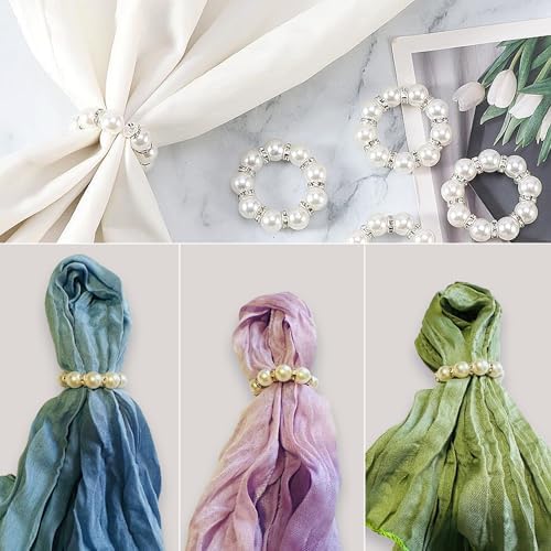 100 Pcs Silver Pearl Napkin Rings, Imitation Pearl, for Wedding Parties