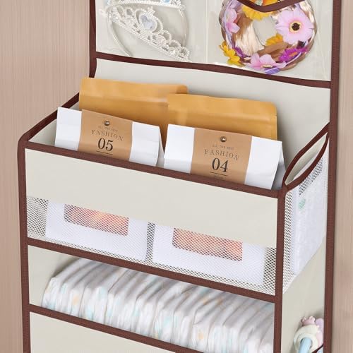 Univivi Over Door Hanging Organizers for Baby Essential, 5-shelf, Beige