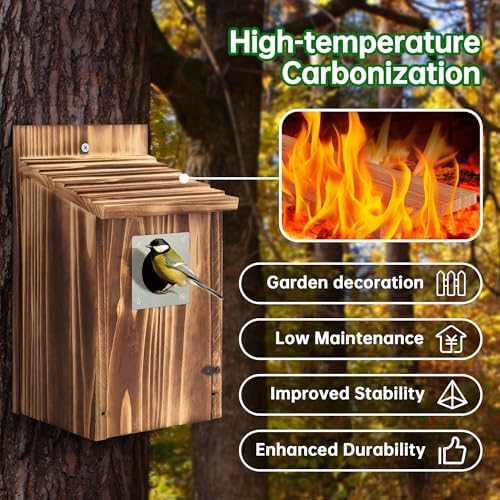 UUMENHA Bird Houses for Outside with Metal Predator Guard, Fully Assembled