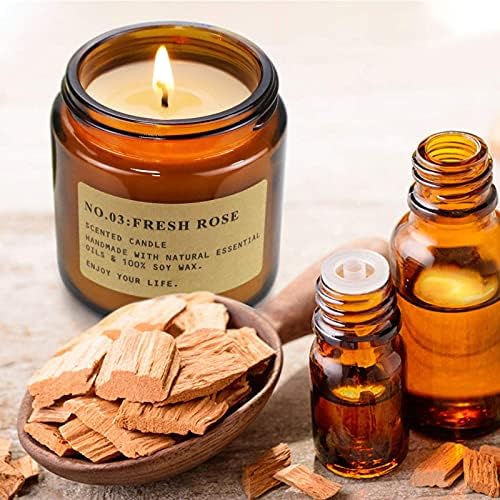 YFYTRE 4 Pack Scented Candle Set Soy Wax Candles, Aromatherapy Candles for Home Decoration, Jar Candles Gift for Women Mother with Amber Glass Jars and Kraft Wrapping