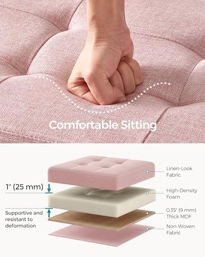 SONGMICS 43.3 Inches Folding Storage Ottoman Bench, Load 660 lb