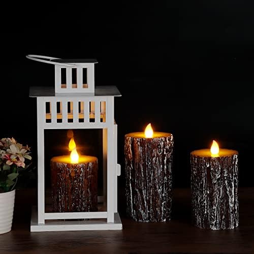 Vinkor Flameless Candles Battery Operated Candles Real Wax Pillar LED Candles with 10-Key Remote and Cycling 24 Hours Timer (Birch Effect 4" 5" 6")