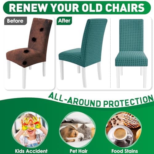 MAXIJIN Dining Chair Covers Set of 2, Stretch Kitchen Chair Covers for Dining Chairs, Removable Washable Parson Seat Slipcover for Home, Restaurant, Hotel, Banquet (Peacock Blue)