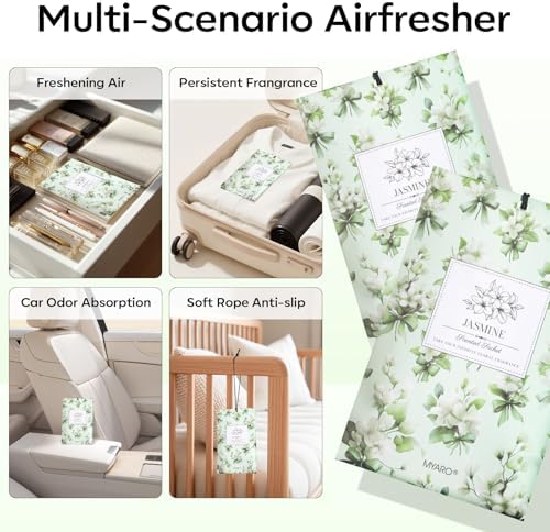 MYARO 20Pcs Jasmine Scented Sachets, Closet Deodorizer Car Air Freshener