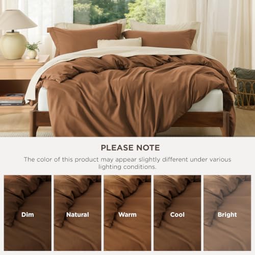 Bedsure Duvet Cover Queen Size, 3Pcs Soft Double Brushed Bedding Set, Brown
