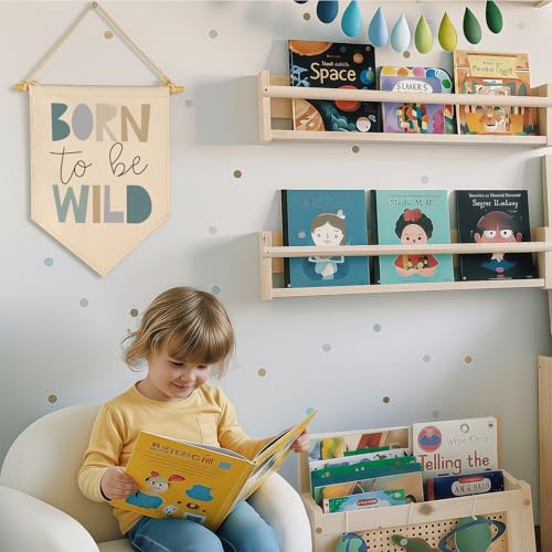Wild Theme-Flag Presents for Baby Boys Girls Kids-Canvas Pennant Banner Pennant Wall Decor Gift for Nursery Baby Room Playroom Homeschool Reading Room Bedroom
