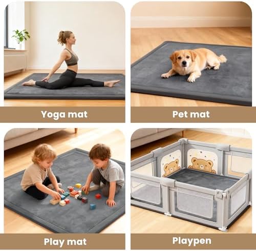 1.3" Thick Baby Play Mat for Floor,71x79 Ultra Soft Elasti-Foam Mat