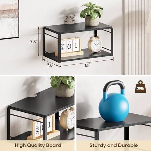 Floating Nightstand, Wood Bedside Shelf Wall Mounted Nightstand, Floating Bedside Table for Bedroom, Living Room, Bathroom, Kitchen, Office (Black)