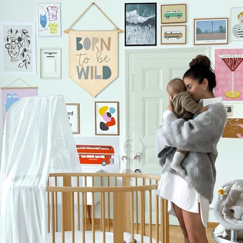 Wild Theme-Flag Presents for Baby Boys Girls Kids-Canvas Pennant Banner Pennant Wall Decor Gift for Nursery Baby Room Playroom Homeschool Reading Room Bedroom