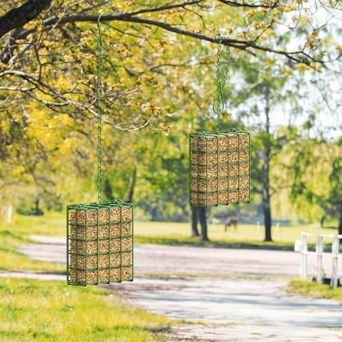Bird Feeder for Outdoors, Suet Feeder for Outside Hanging Suet Basket Cage