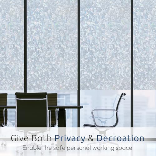 rabbitgoo Rainbow Window Privacy Film, Static Cling, Silver, 29.5" x 157.4"