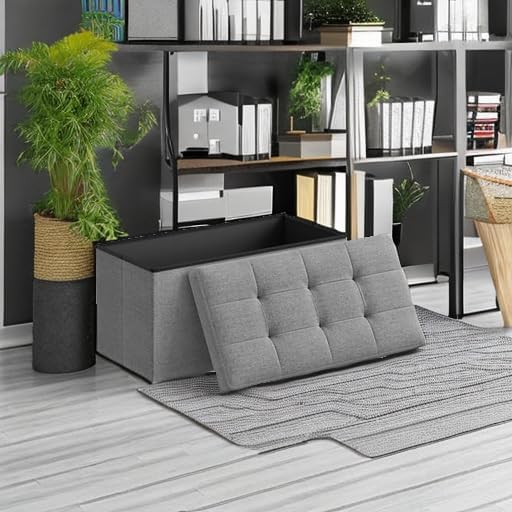 SONGMICS 30 Inches Folding Storage Ottoman Bench, Load 660 lb