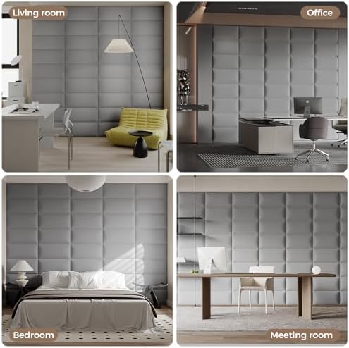 Minimalist Gray Removable Linen Headboard 24x12 Inch 6-Panel Kit - Lightweight Linen Panels for Queen Beds, Renters-Friendly Design