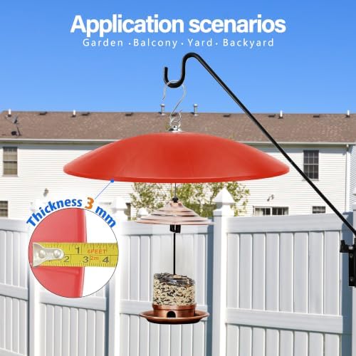 19.25-Inch Extra Large Squirrel Baffle,Hummingbird Feeder Shade Dome Cover, Bird Feeder Rain Guard, Hanging Squirrel Proof for Shepherd's Hook Outdoors(Red) 2 Pack