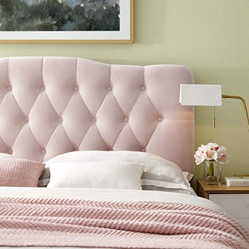 Modway Annabel Diamond Tufted Performance Velvet King Headboard in Pink