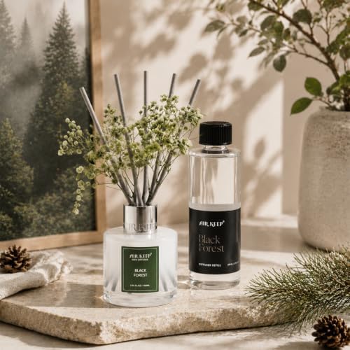 Airkeep Black Forest Reed Diffuser Refill – 6.76 fl oz – Premium Scented Oil for Home Aromatherapy – Long-Lasting Fragrance for Reed Diffusers – Perfect for Bathroom, Bedroom & Home Decor