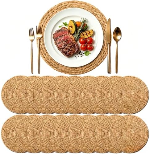 13.8" Round Woven Placemats, Plate Chargers for Dining Table