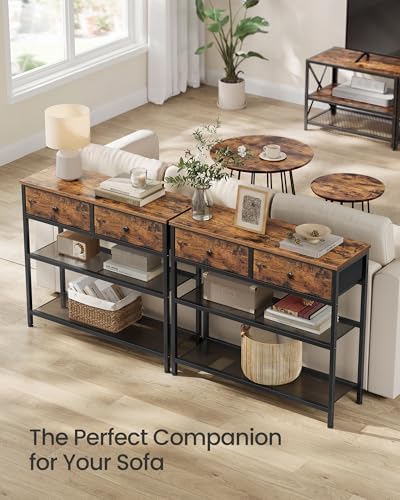 SONGMICS Console Table with 2 Fabric Drawers, Narrow Entryway Furniture