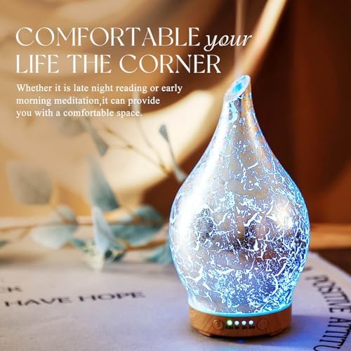 Porseme Essential Oil Diffuser 150ml Handmade Glass Diffuser 6H Runtime