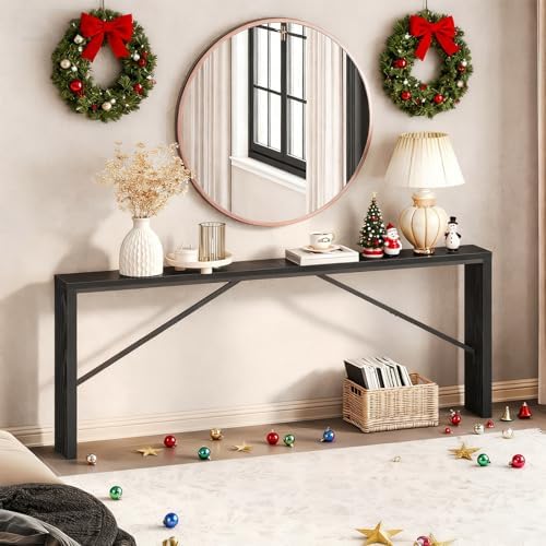 MAHANCRIS Console Table, 78.7"Long Sofa Table Behind Couch, Black CTHB20801