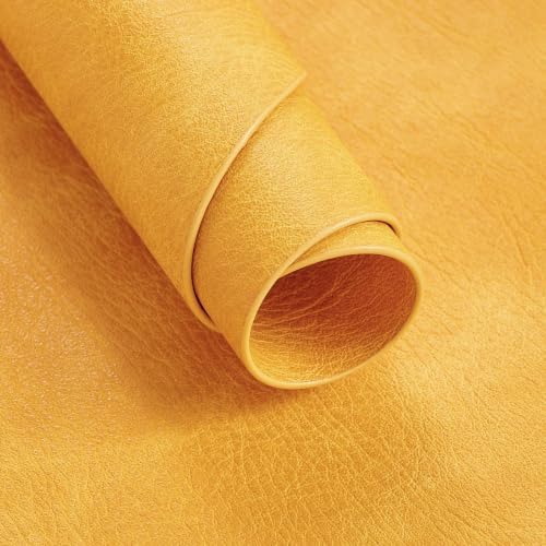 MOSAYT Vinyl Faux Leather Oval Placemats, Set of 4, Yellow