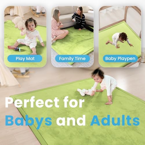 1.3" Thick Baby Play Mat, 50x50 Foam Tummy Time Mat – Light Green