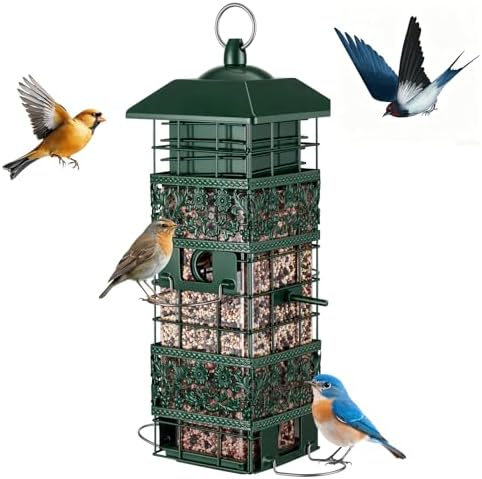 Squirrel Proof Bird Feeder, 2.8LB Weight-Activated Metal Outdoor