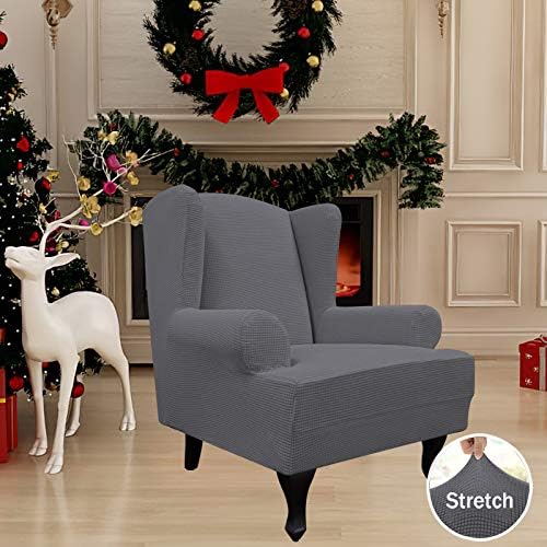 Easy-Going Stretch Large Wingback Chair Sofa Slipcover Gray