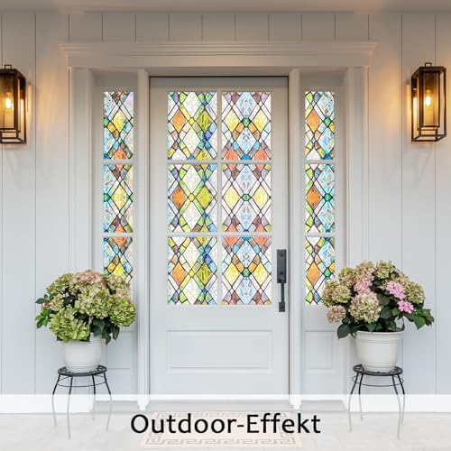 Stained Glass Window Film, 3D Colorful Static Cling, 35.4" x 78.7"