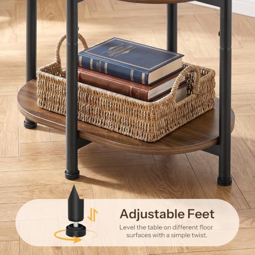 HOOBRO 3-Tier Oval Side Table, Narrow End Table for Small Spaces