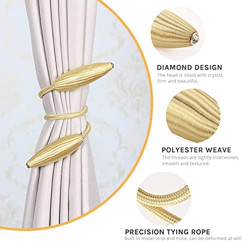 NICEEC 4 Pack DIY Curtain Tiebacks Clips Crystal Decorative Creative Twist Drape Tie Backs European Style Random Modelling Curtain Holdbacks for Home Kitchen Office Window Drapery (Light Gold)