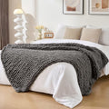 Bigacogo Chunky Knit Throw Blanket for Couch, 51x63 inches, Slate Gray