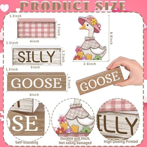 Yuntau 4 Pcs One Silly Goose Table Decor Baby Shower Birthday Party Decor